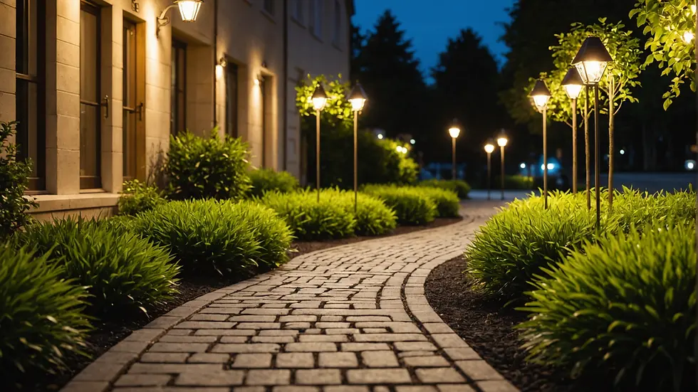Stylish outdoor lighting illuminating a pathway
