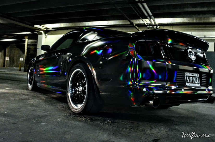 Vvivid Vinyl Holographic Chrome Black Mustang GT