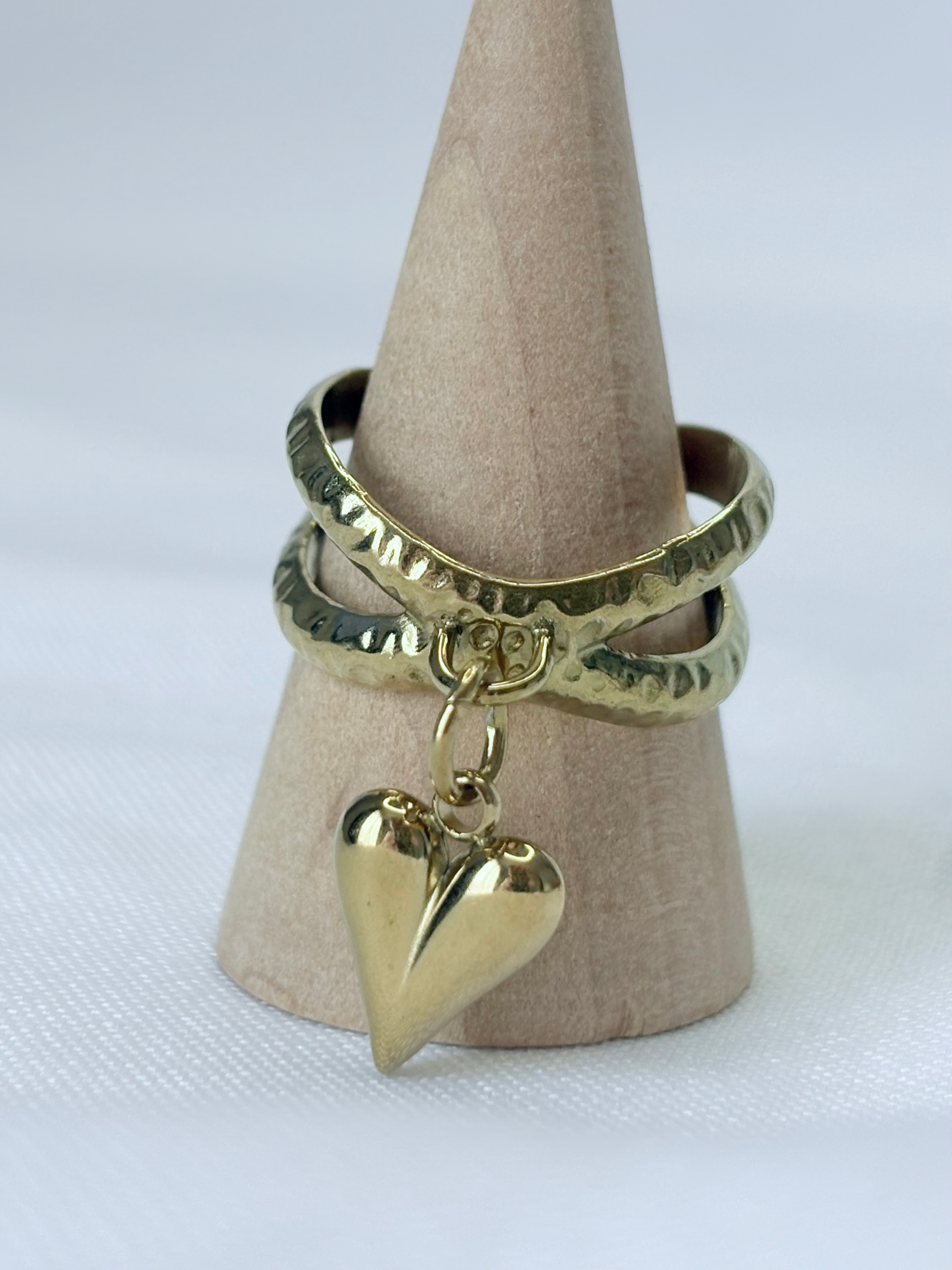 Bague croisée pampille coeur