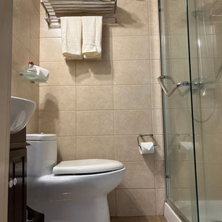 Baño privado de la Habitación Matrimonial Fünf en Casa Frau Holle, Frutillar.