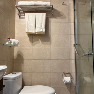 Baño privado de la Habitación Twin Vier en Casa Frau Holle, Frutillar.