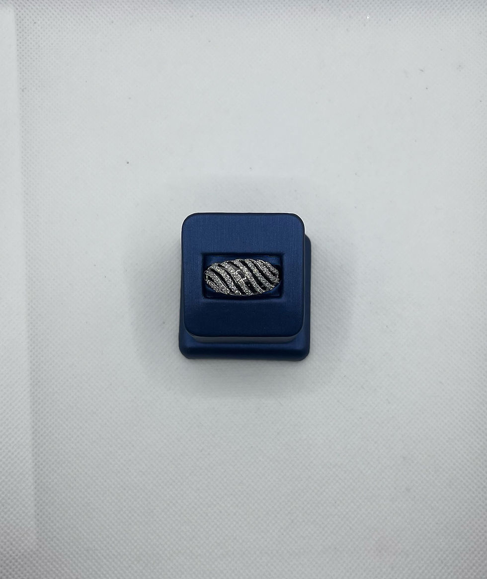 Wide White Gold Ring with Diamonds