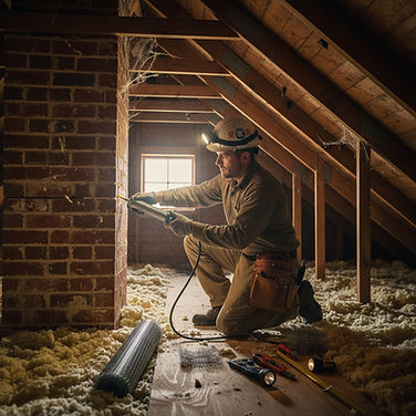 create an image of a bat exclusion expert sealing access points in an attic.jpg