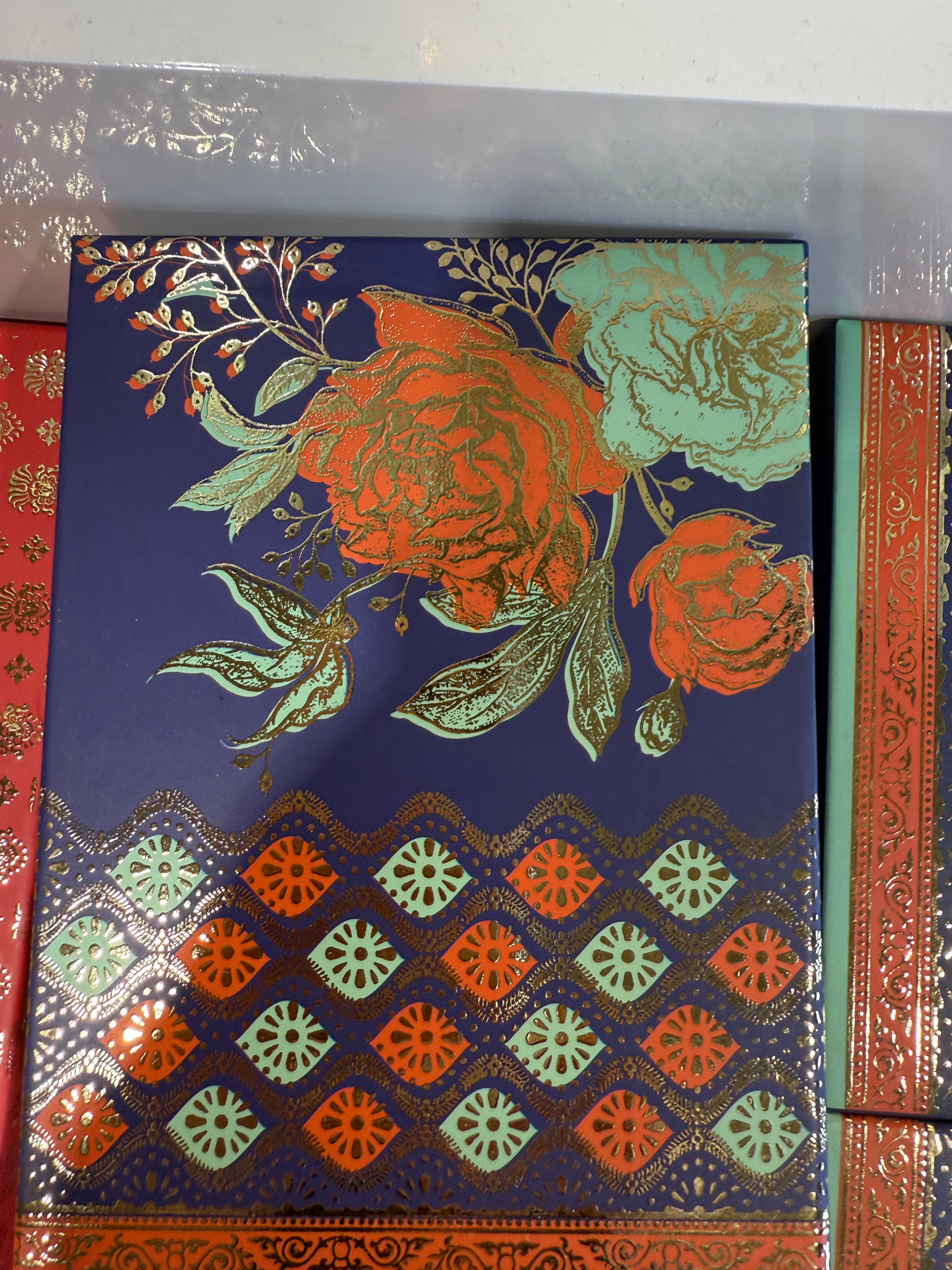 Blue and  Orange Flower Fancy Box 2LB 