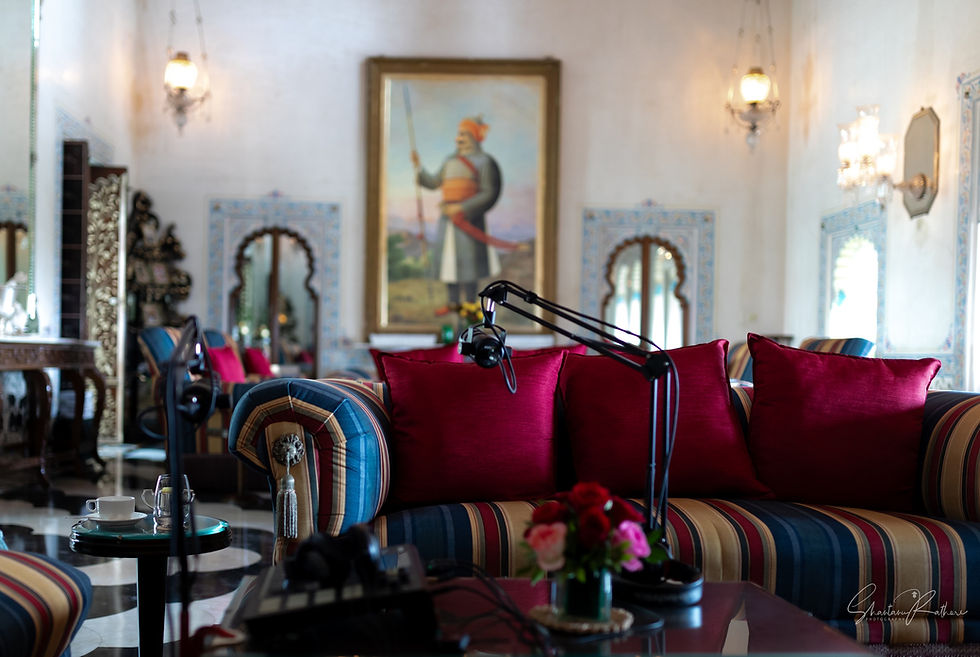 Shivnivas Hotel, City Palace, Udaipur, Maharana Pratap. The set up for Podcast with Dr. Lakshyaraj Singh Mewar