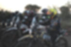 Motorcyclists in helmets on their bikes