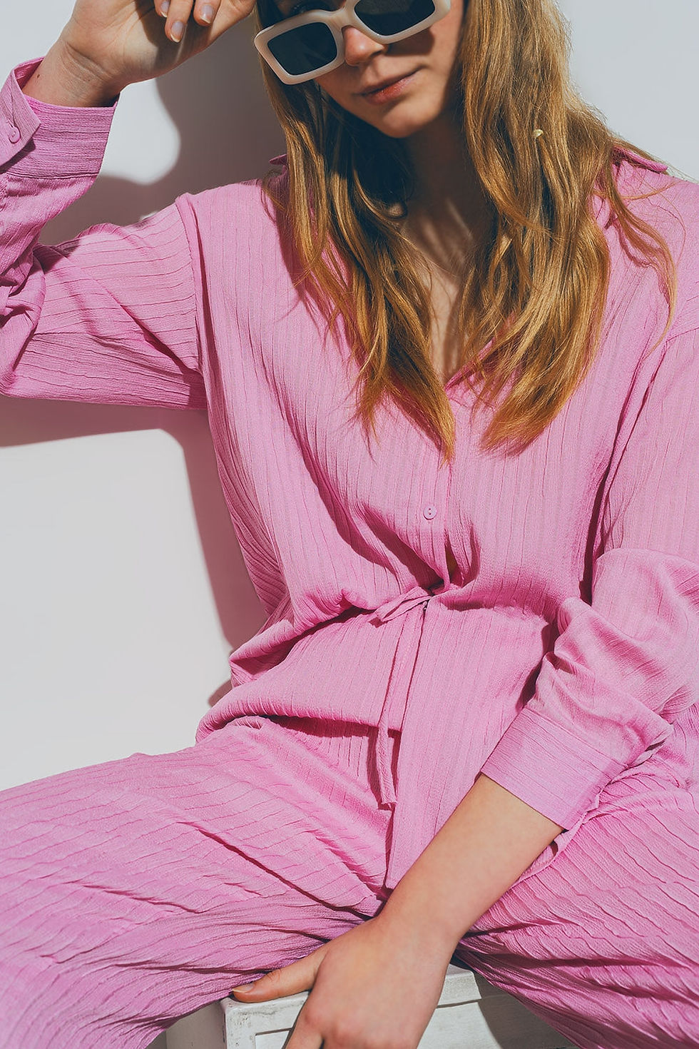 Thumbnail: Textured Loose Shirt in Pink