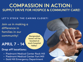 Piedmont Medical Center Partners with Hospice and Community Care for “Compassion in Action” Donation Drive for Neighbors in Need