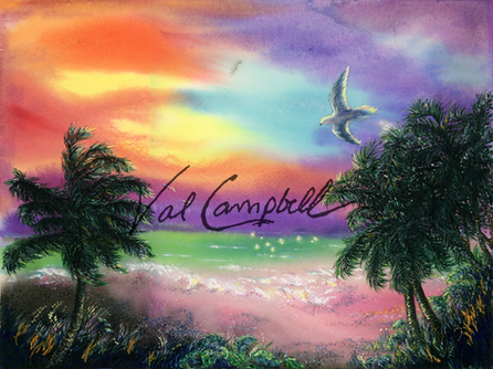 Jamaican sunset water color painting by Valerie Campbell