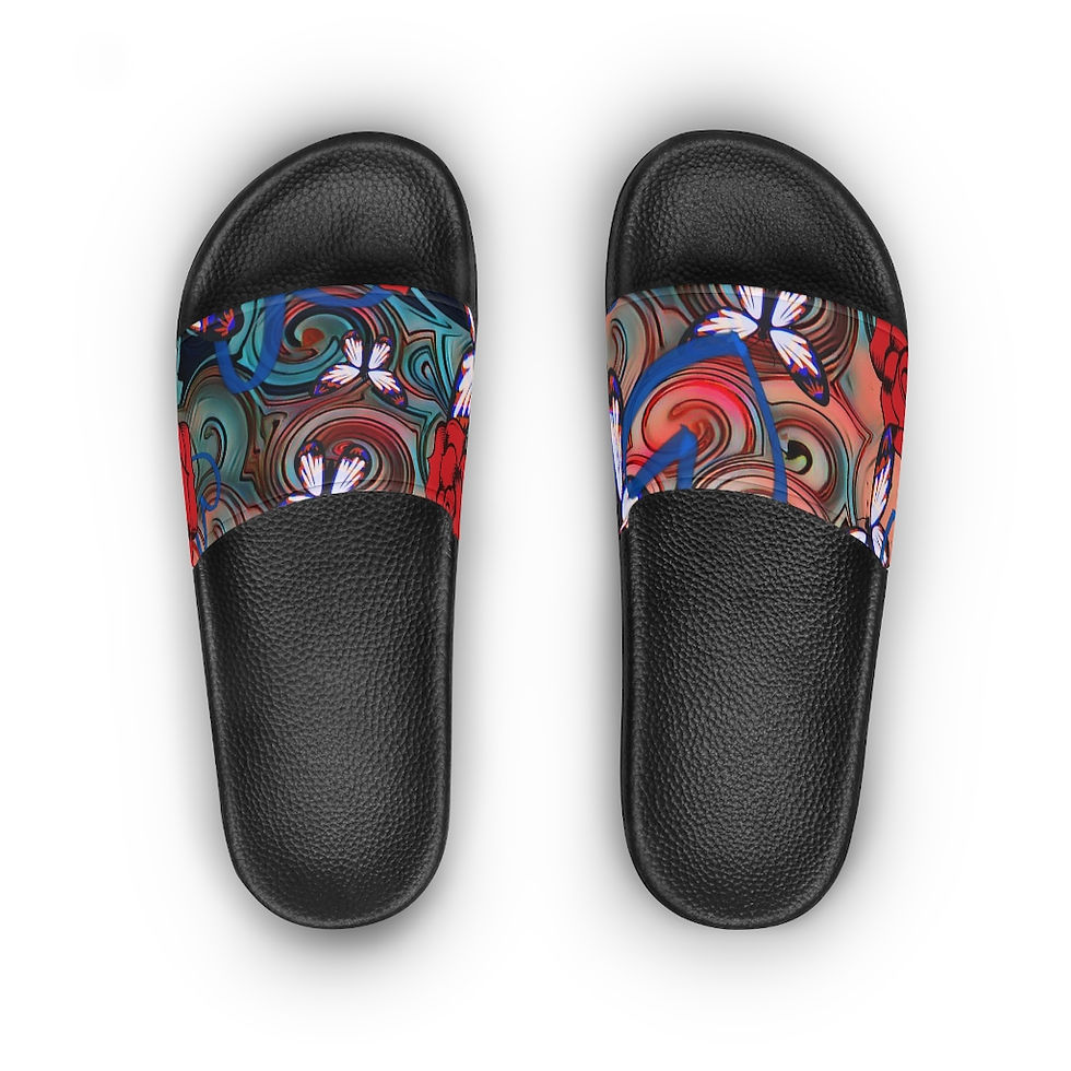 Thumbnail: Red Swirl  - Women's Slide Sandals