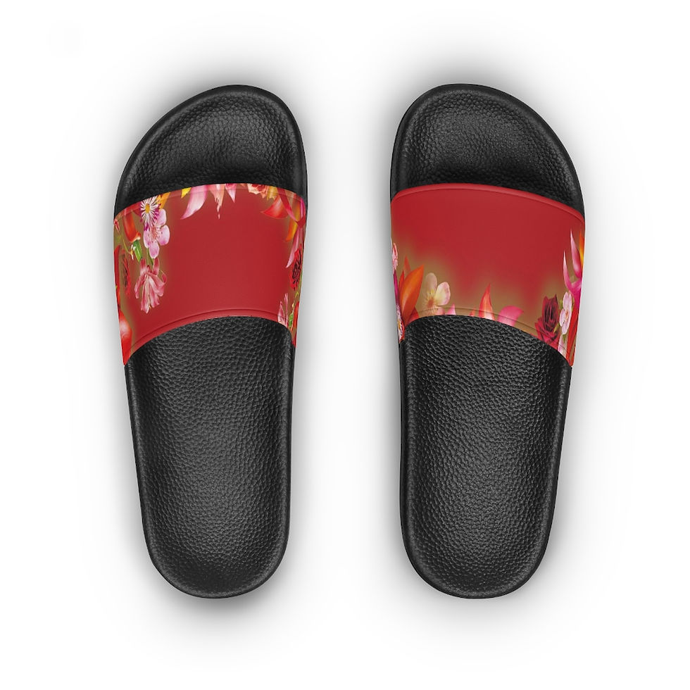 Thumbnail: Red Floral - Women's Slide Sandals