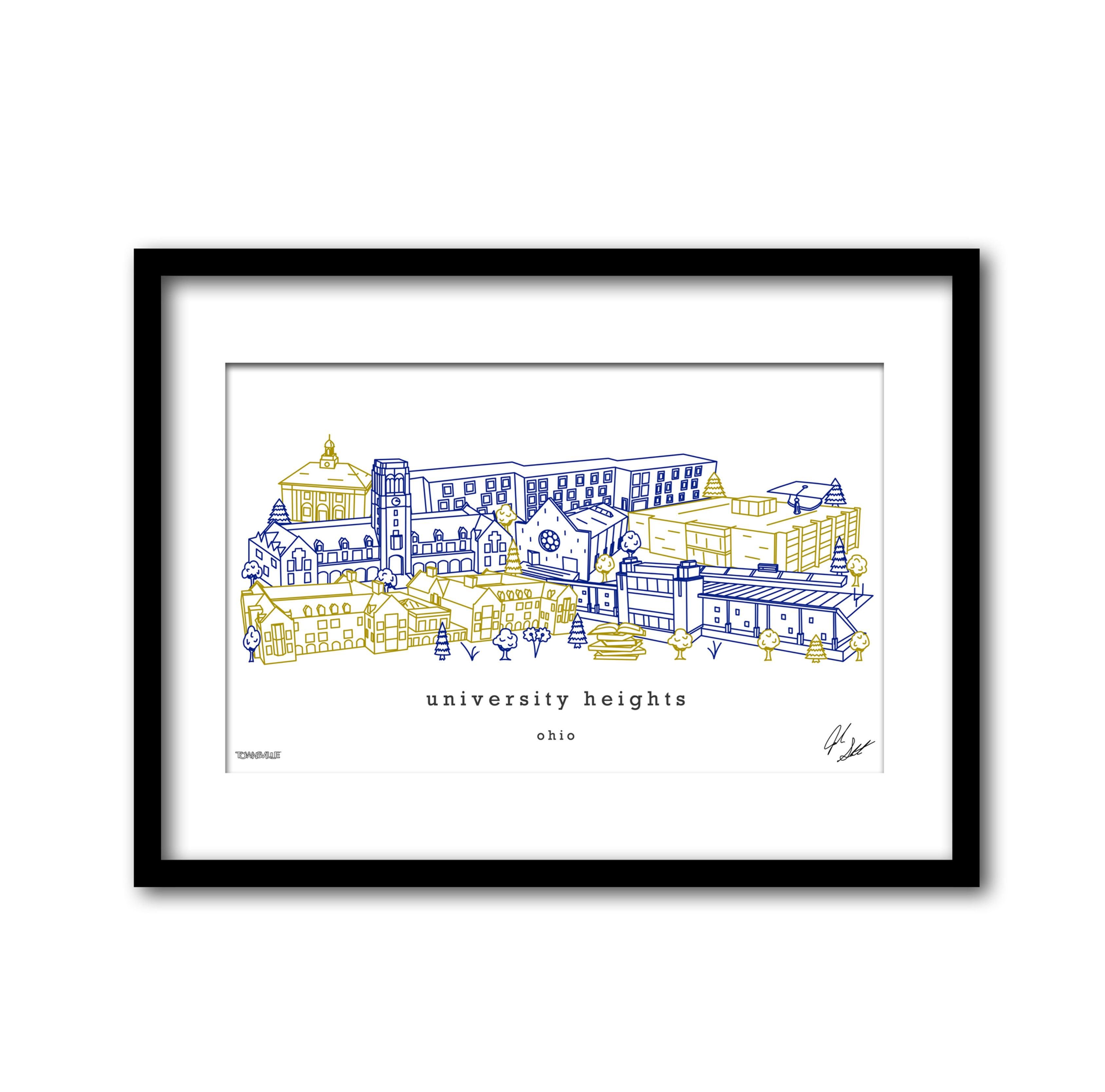 University Heights Ohio Skyline Minimalist Art Print