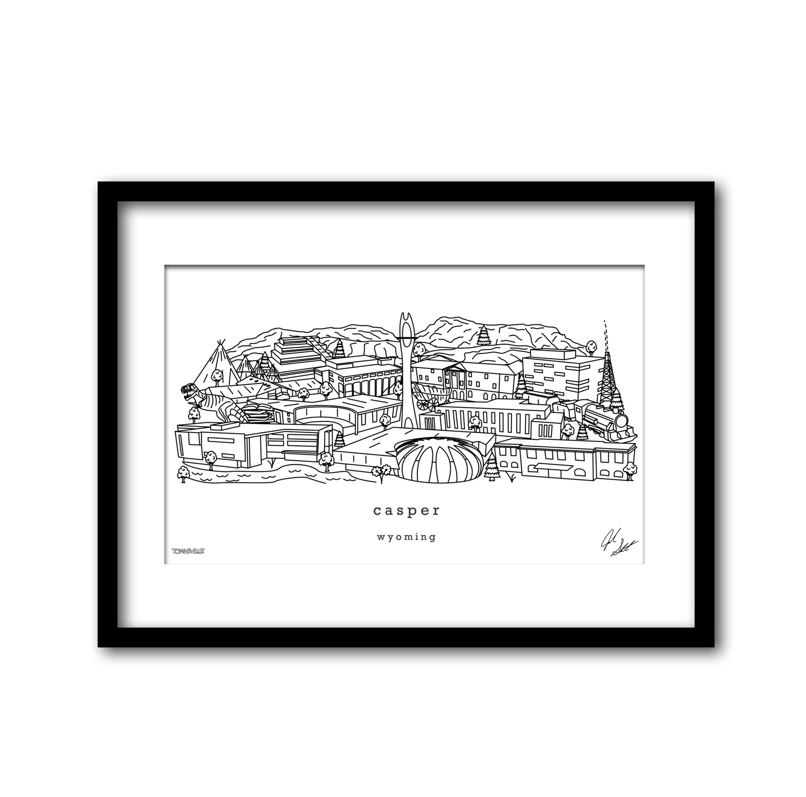 Casper Wyoming Skyline Minimalist Art Print