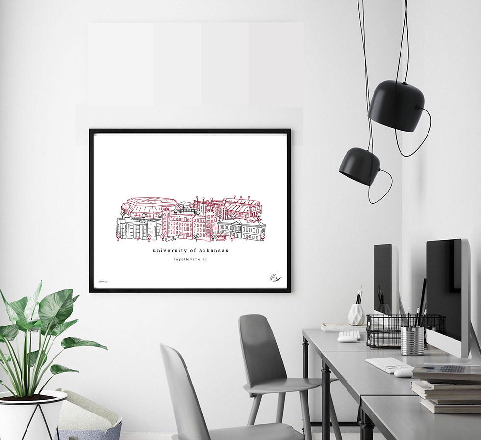 Thumbnail: University of Arkansas Campus Minimalist Art Print