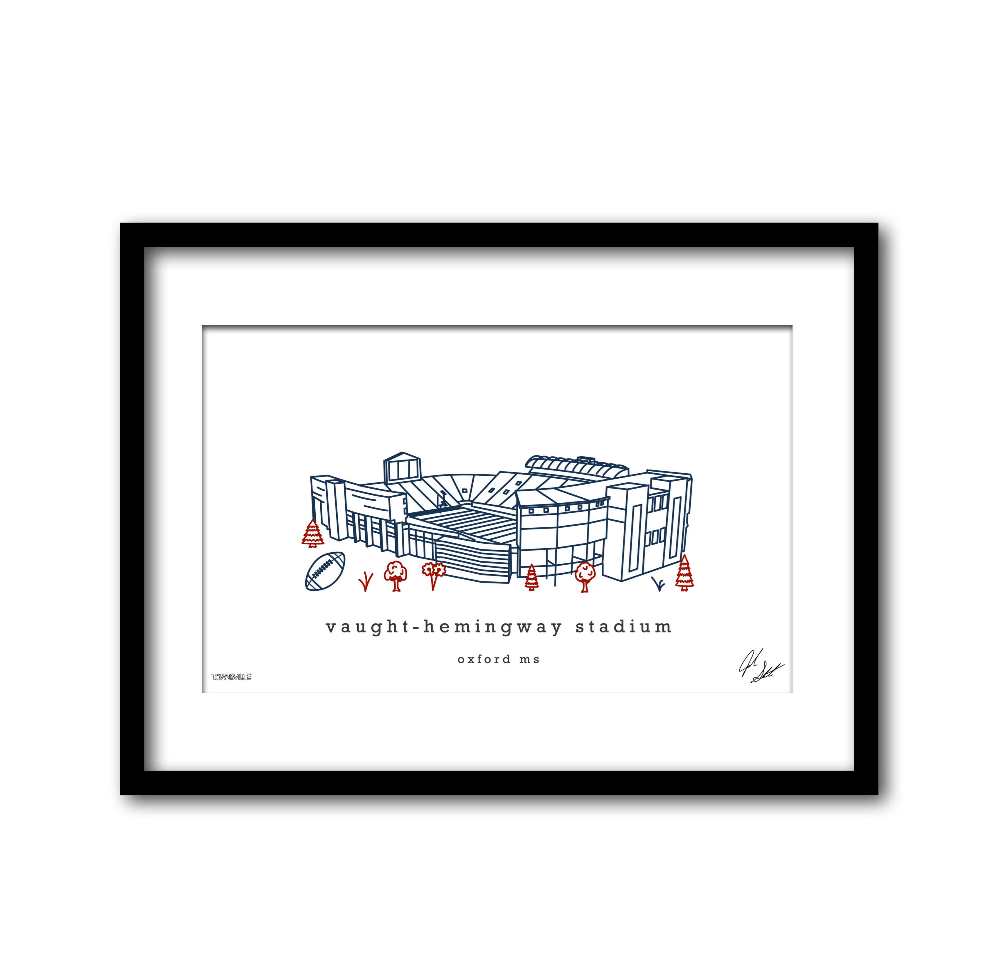 Vaught-Hemingway Stadium Minimalist Wall Decor┃Mississippi Rebels Art Print