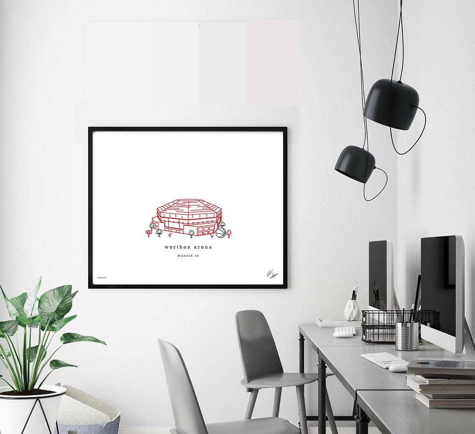 Thumbnail: Worthen Arena Minimalist Wall Decor┃Ball State Cardinals Art