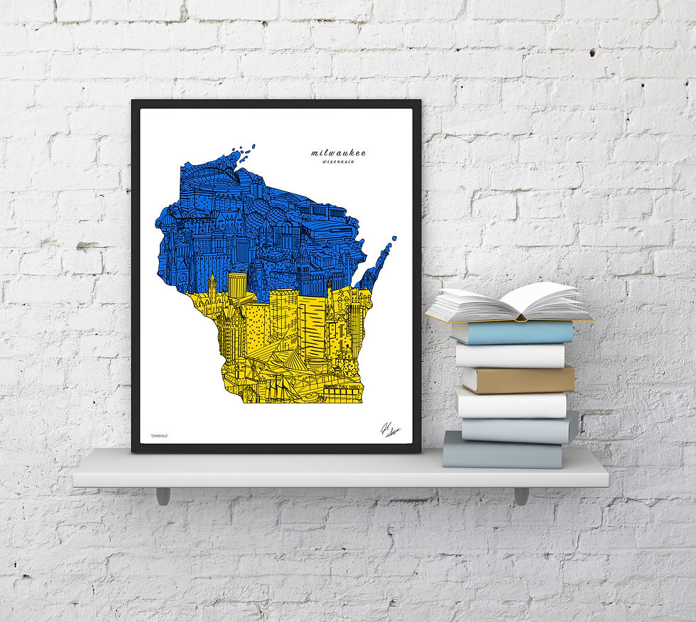 Thumbnail: Milwaukee Wisconsin Ukraine Flag Art Print