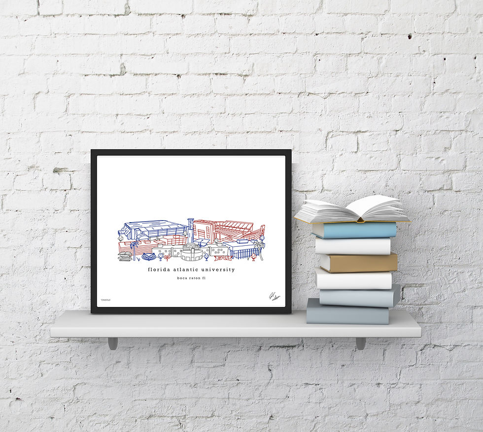 Thumbnail: Florida Atlantic University, Wall Art, College Gift, Graduation, Alumni, Office Art, Decor, Print