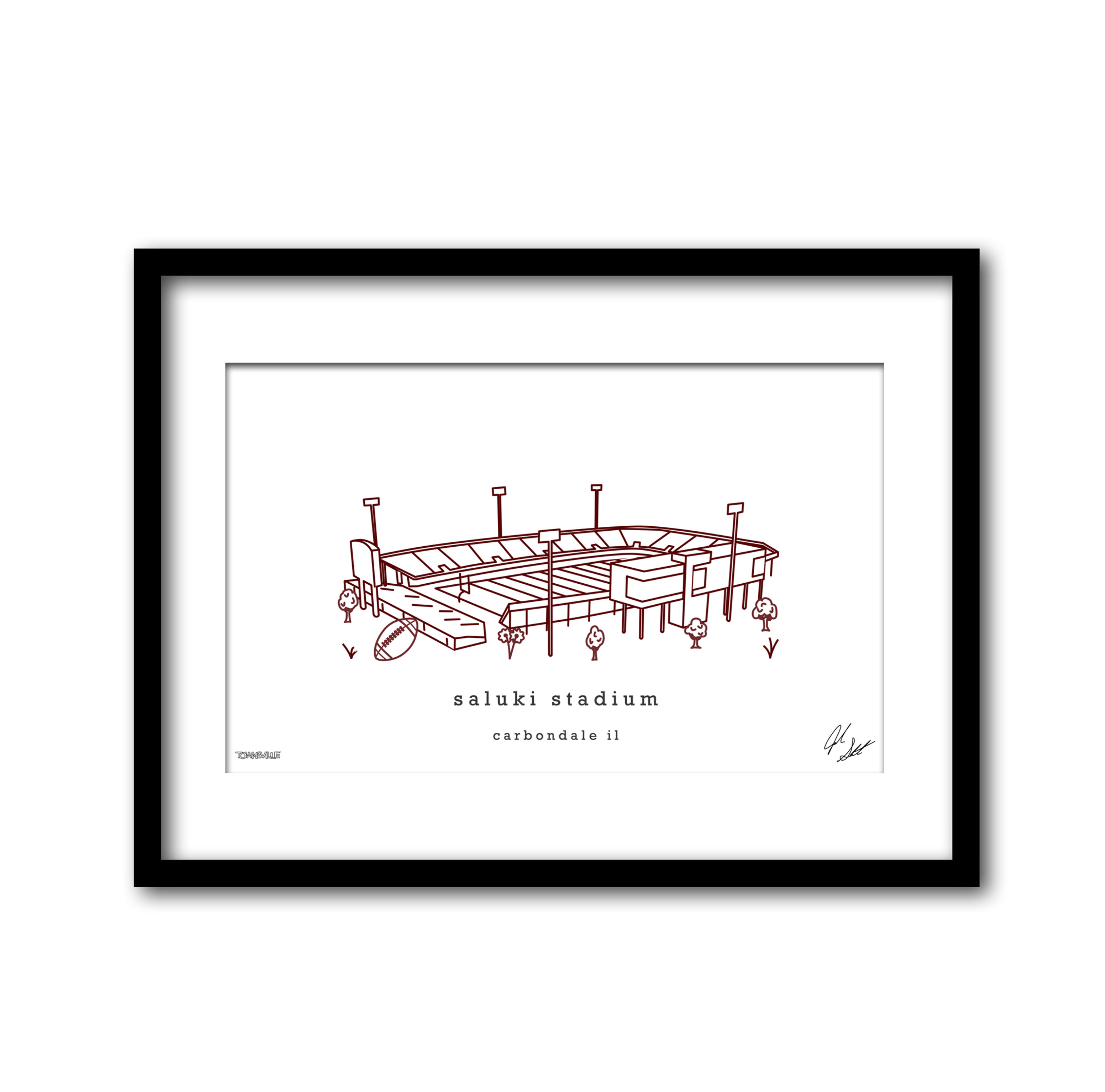 Saluki Stadium Minimalist Wall Decor┃SIU Art Print