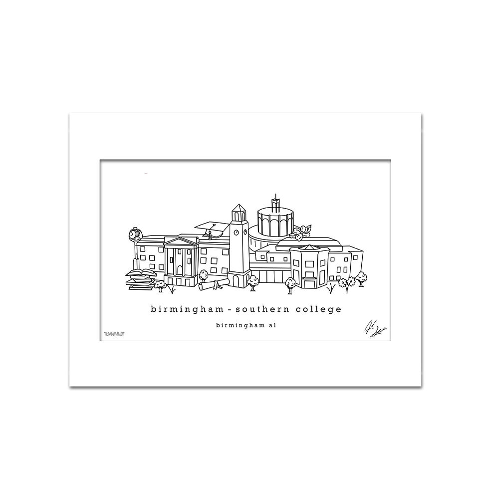Thumbnail: Birmingham-Southern College Campus Minimalist Alabama Art Print