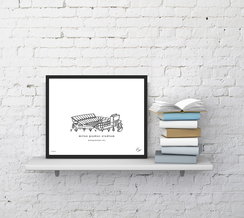 Thumbnail: Milan Puskar Stadium Minimalist Wall Decor┃West Virginia Mountaineers Art Print