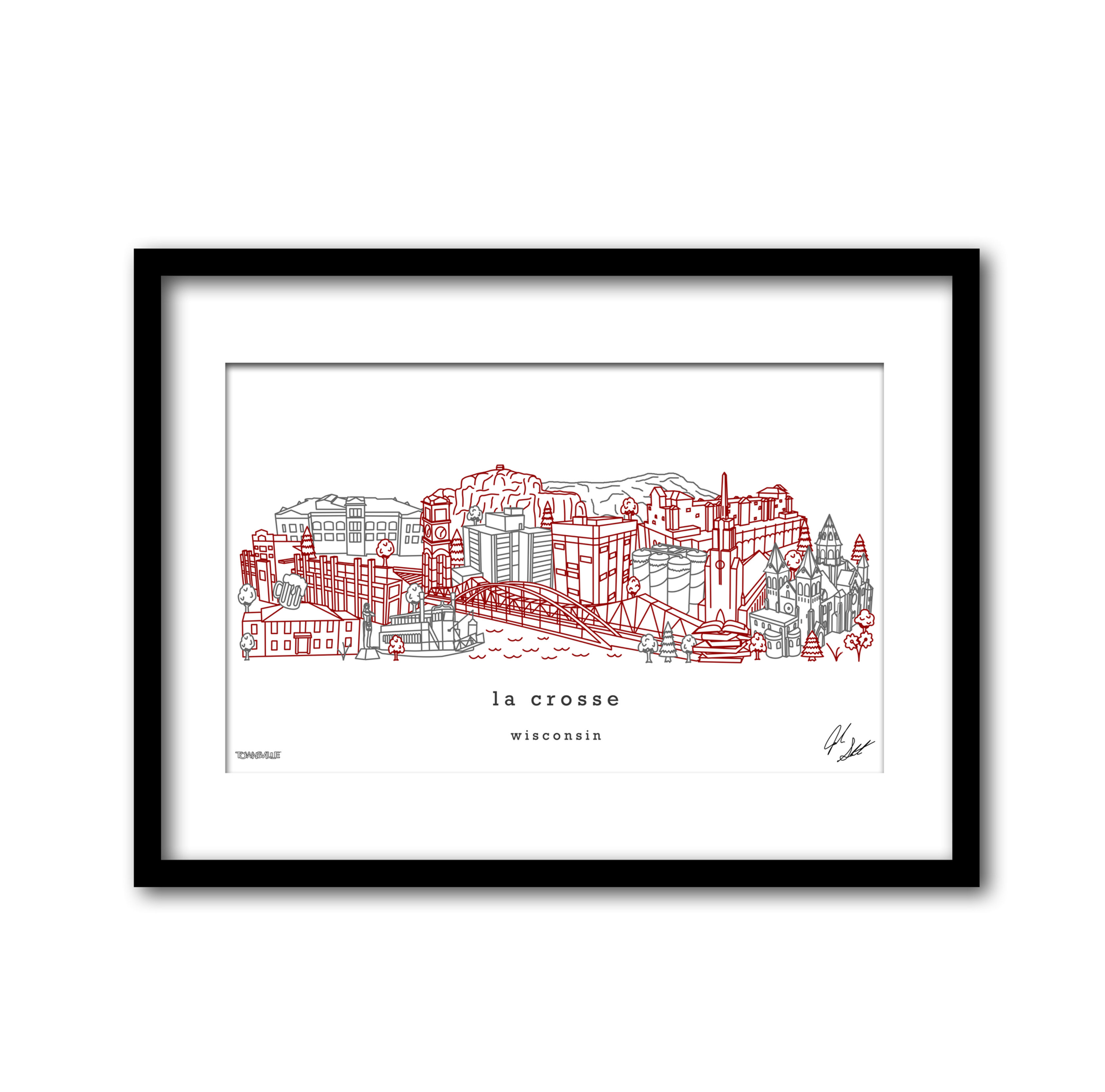 La Crosse Wisconsin Skyline Minimalist Art Print