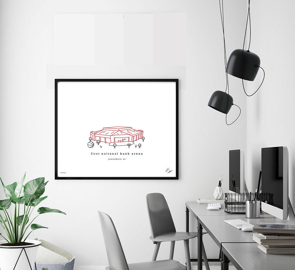 Thumbnail: First National Bank Arena Minimalist Wall Decor┃Red Wolves Art