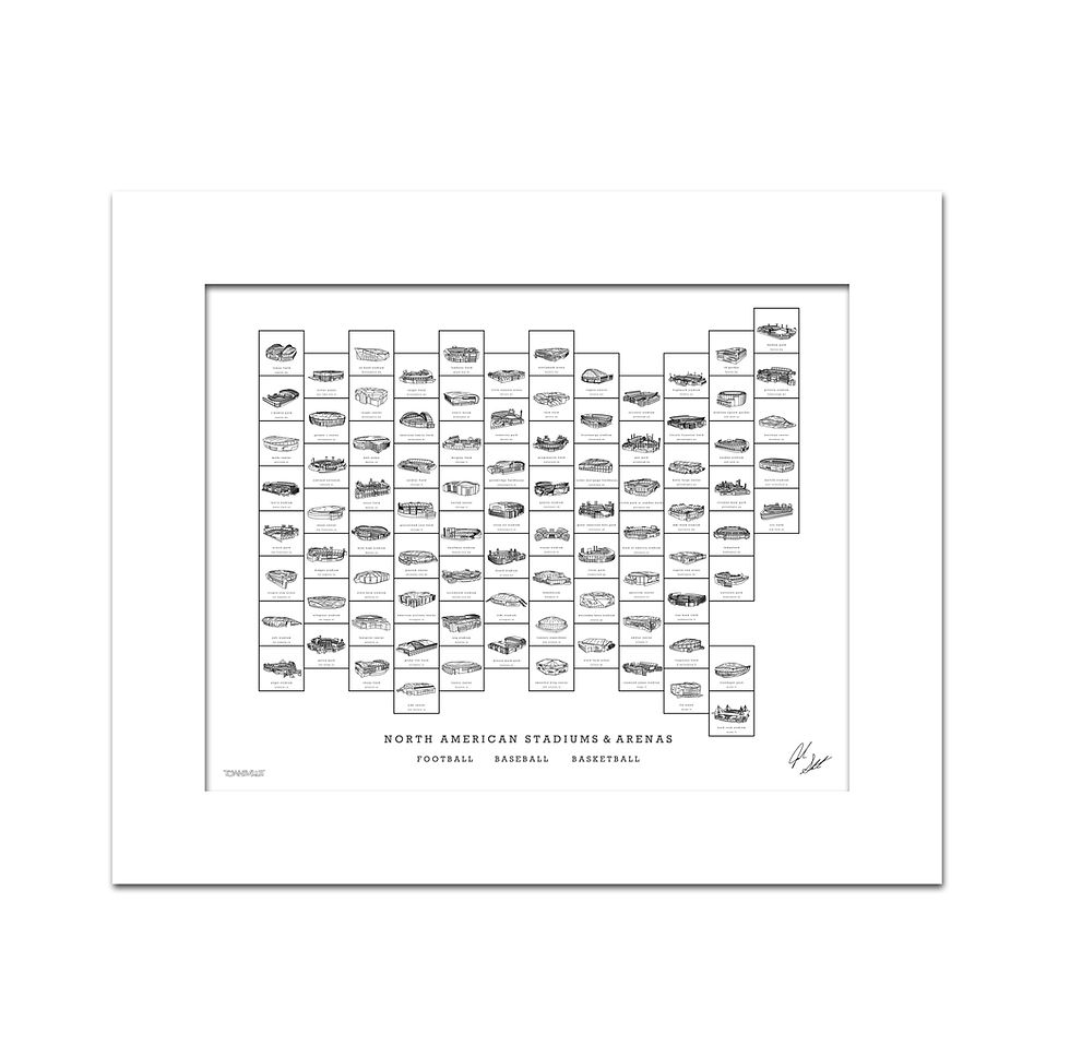 Thumbnail: North American Stadiums and Arenas Minimalist Wall Deco Art Print