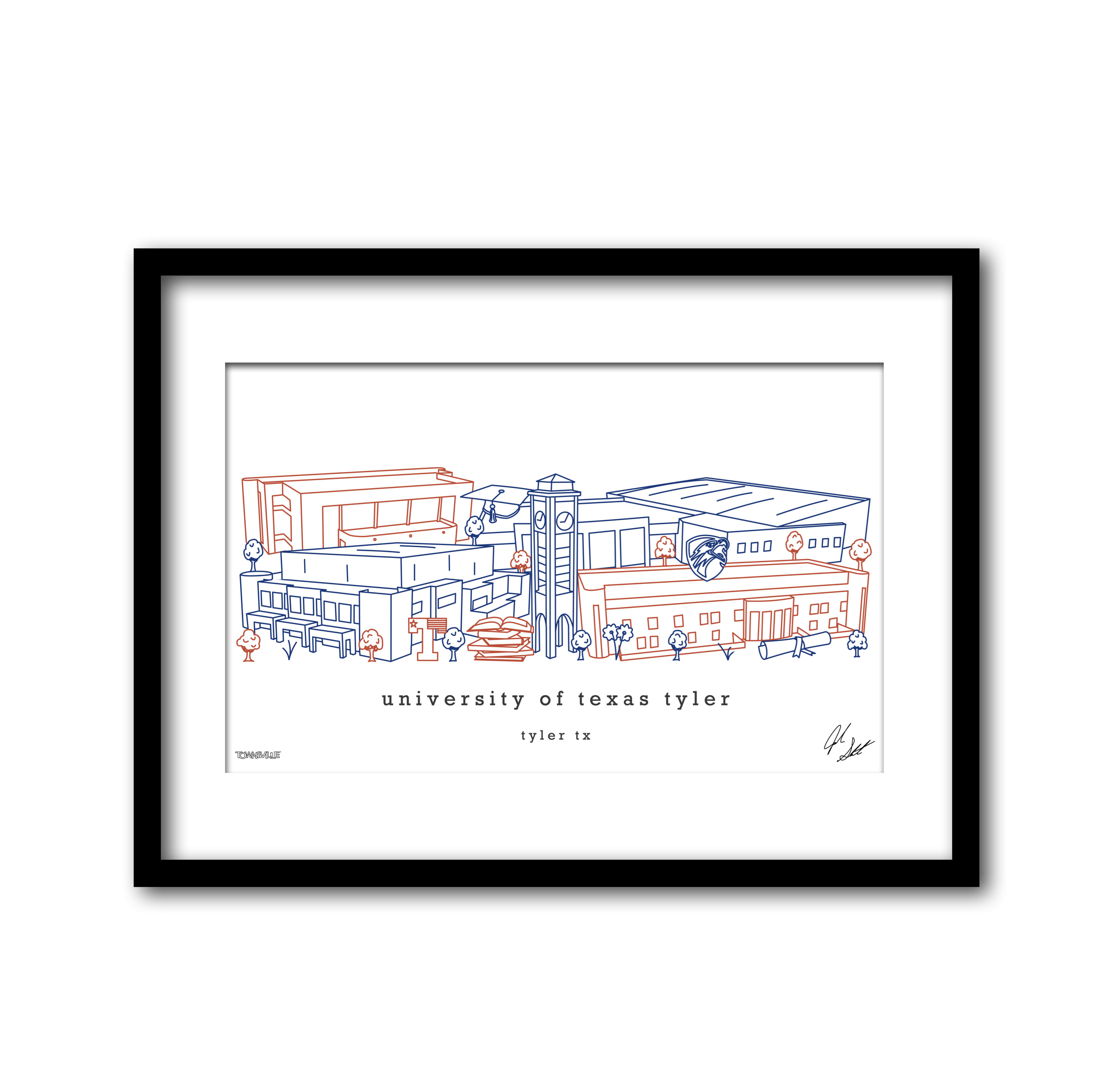 University of Texas Tyler, Wall Art, College Gift, Graduation, Alumni, Office Art, Decor, Print