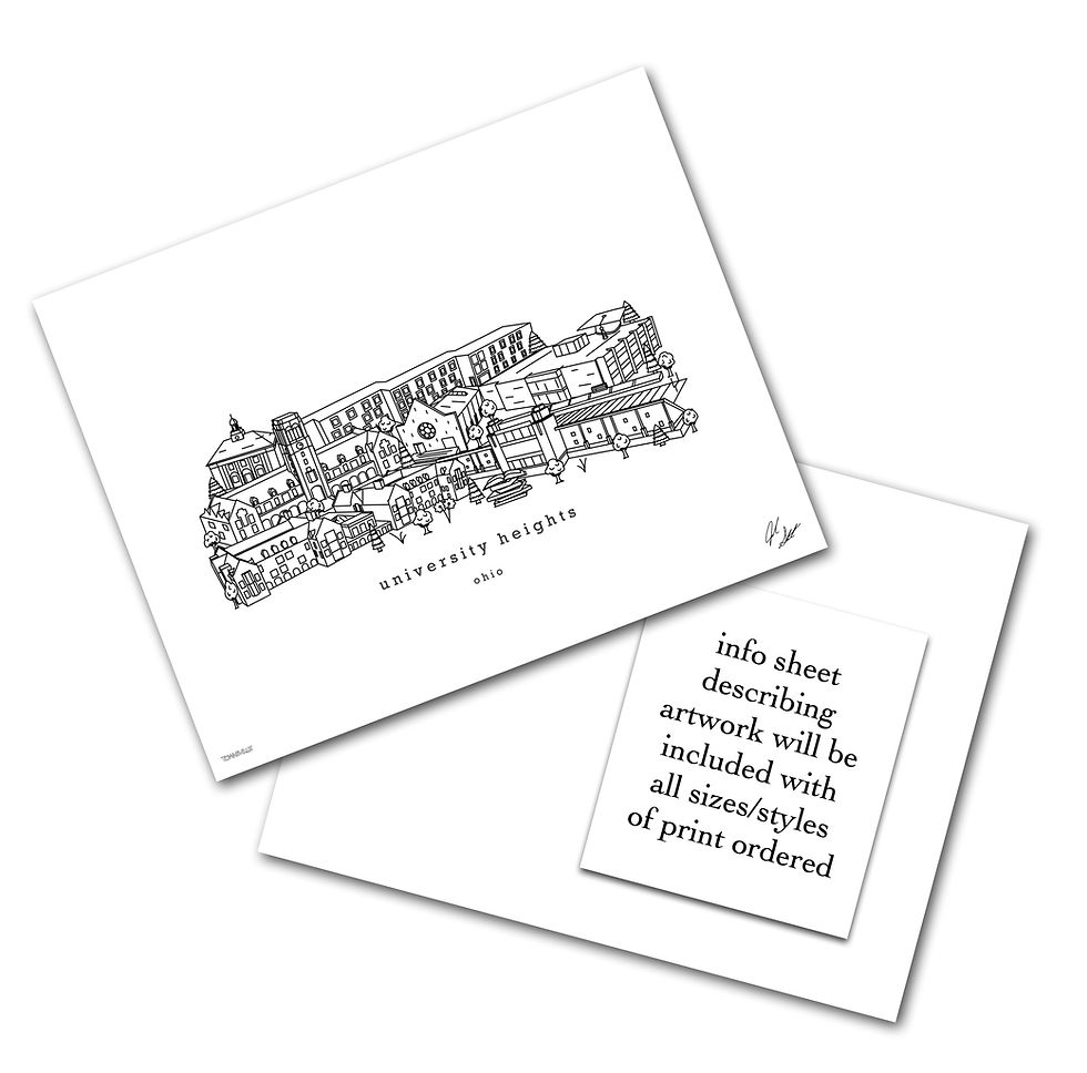 Thumbnail: University Heights Ohio Skyline Minimalist Art Print