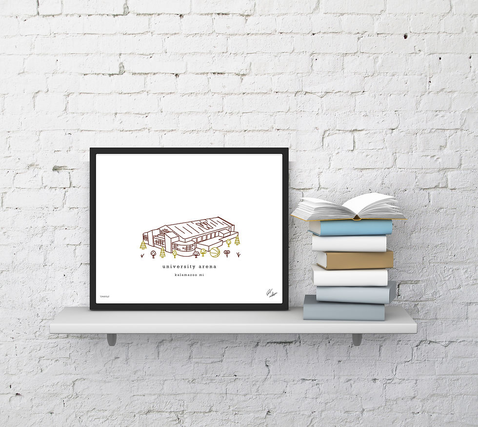 Thumbnail: University Arena Minimalist Wall Decor┃Western Michigan Broncos Art Pri