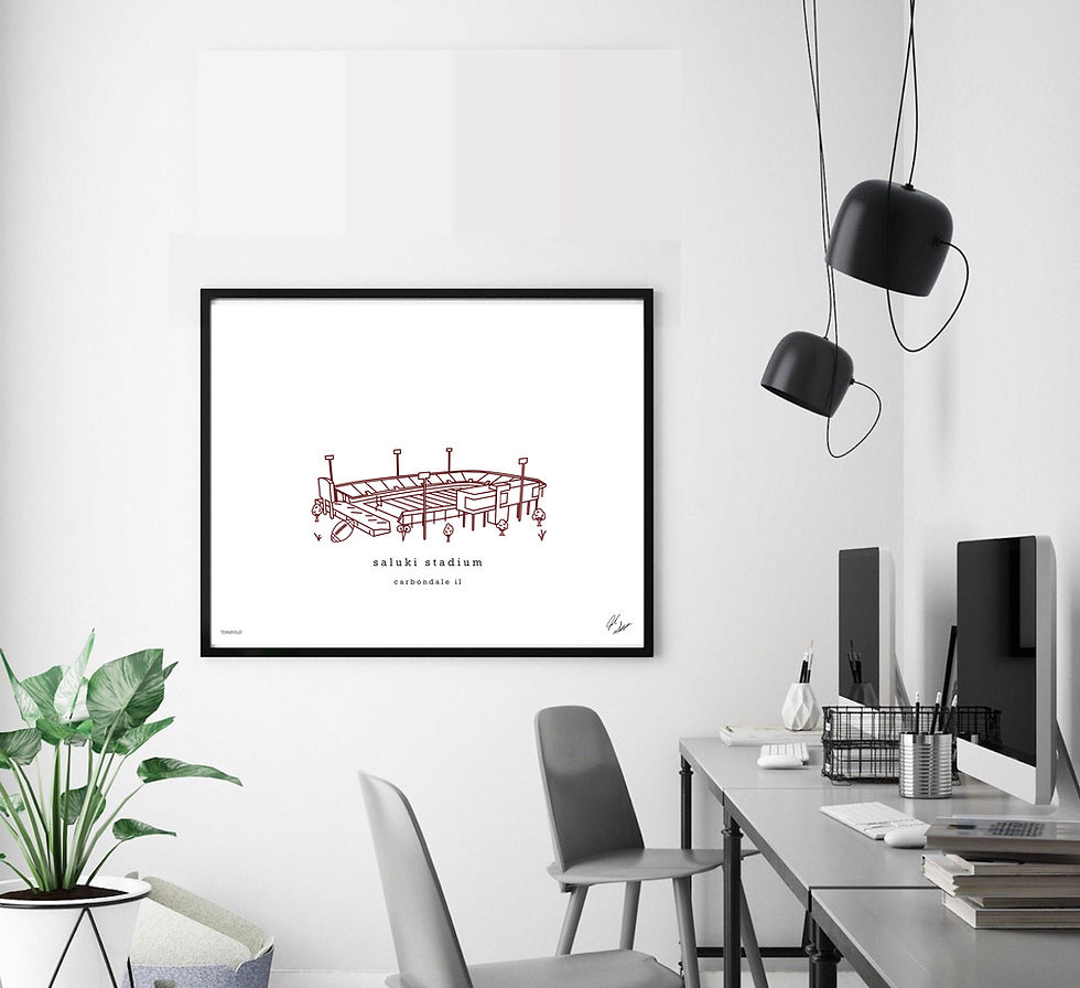 Thumbnail: Saluki Stadium Minimalist Wall Decor┃SIU Art Print