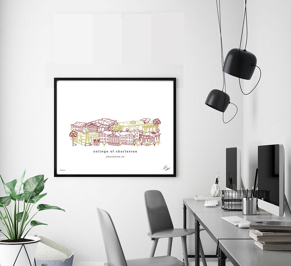 Thumbnail: College of Charleston University, Wall Art, College Gift, Graduation, Alumni, Office Art, Decor, Print