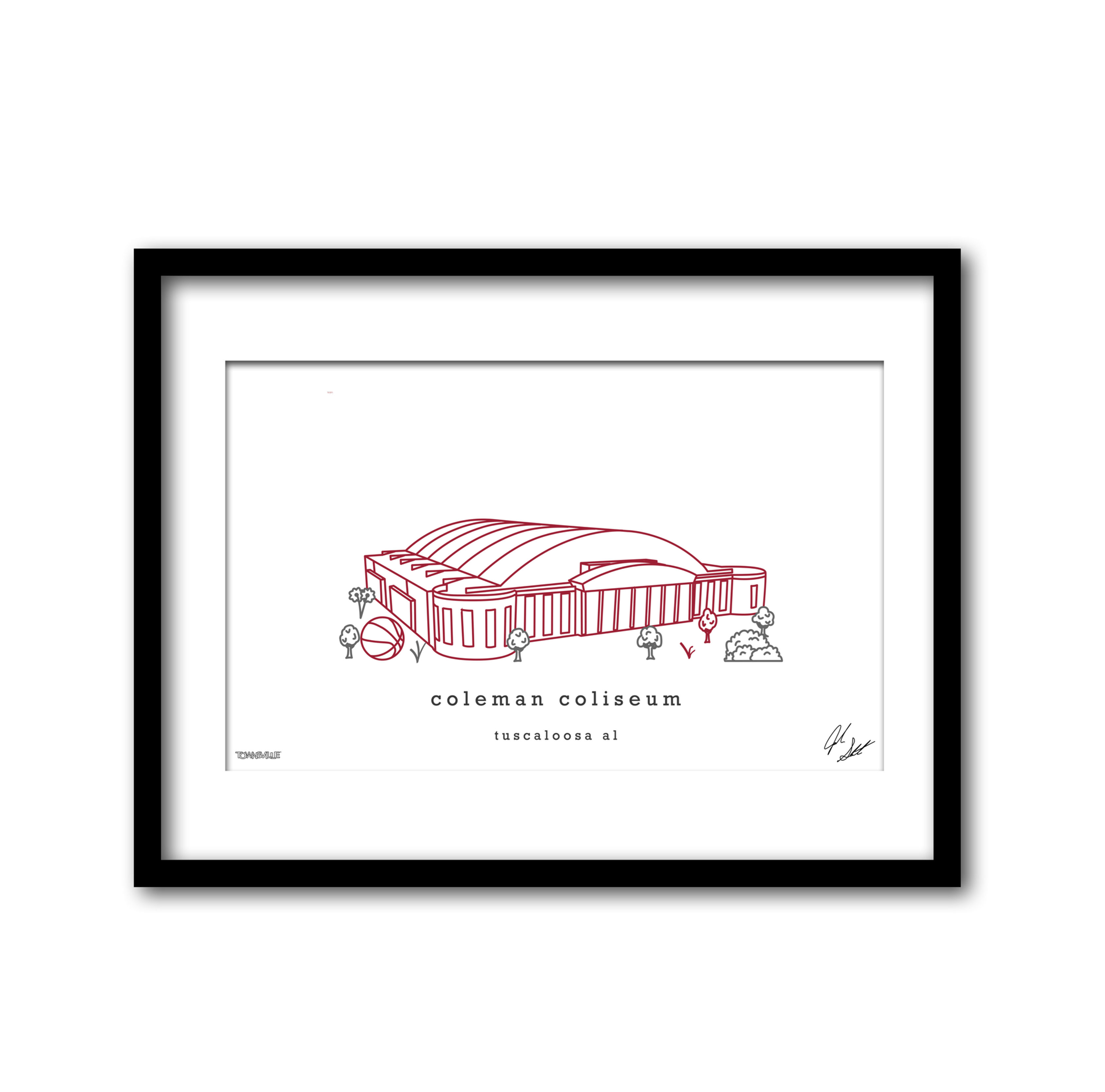 Coleman Coliseum Minimalist Wall Decor┃Alabama Crimson Tide Art Print