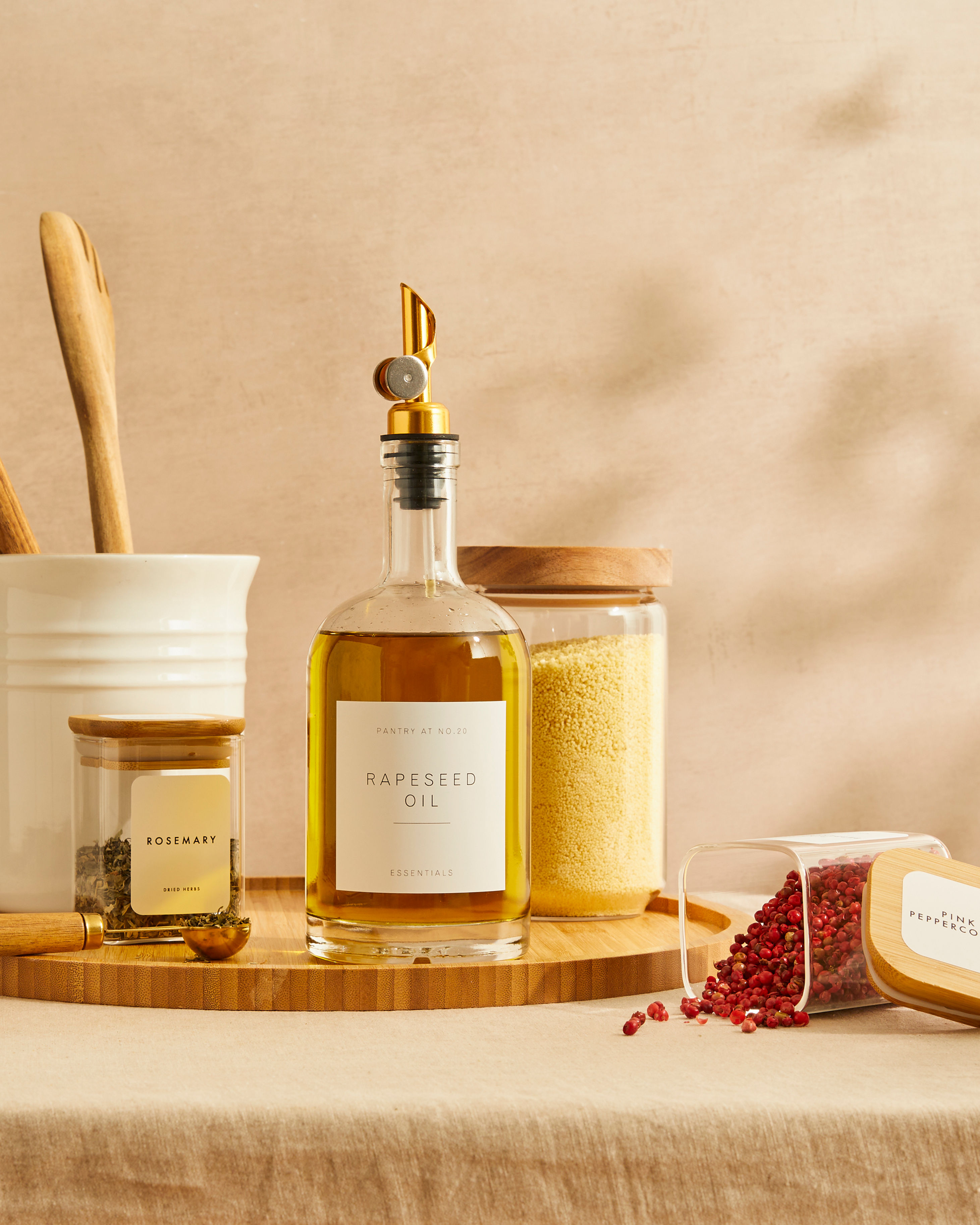 Set of 2 Round Glass Oil Bottles 500ml