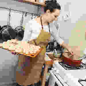 Cooking homemade donuts