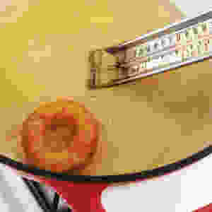 Homemade donut frying