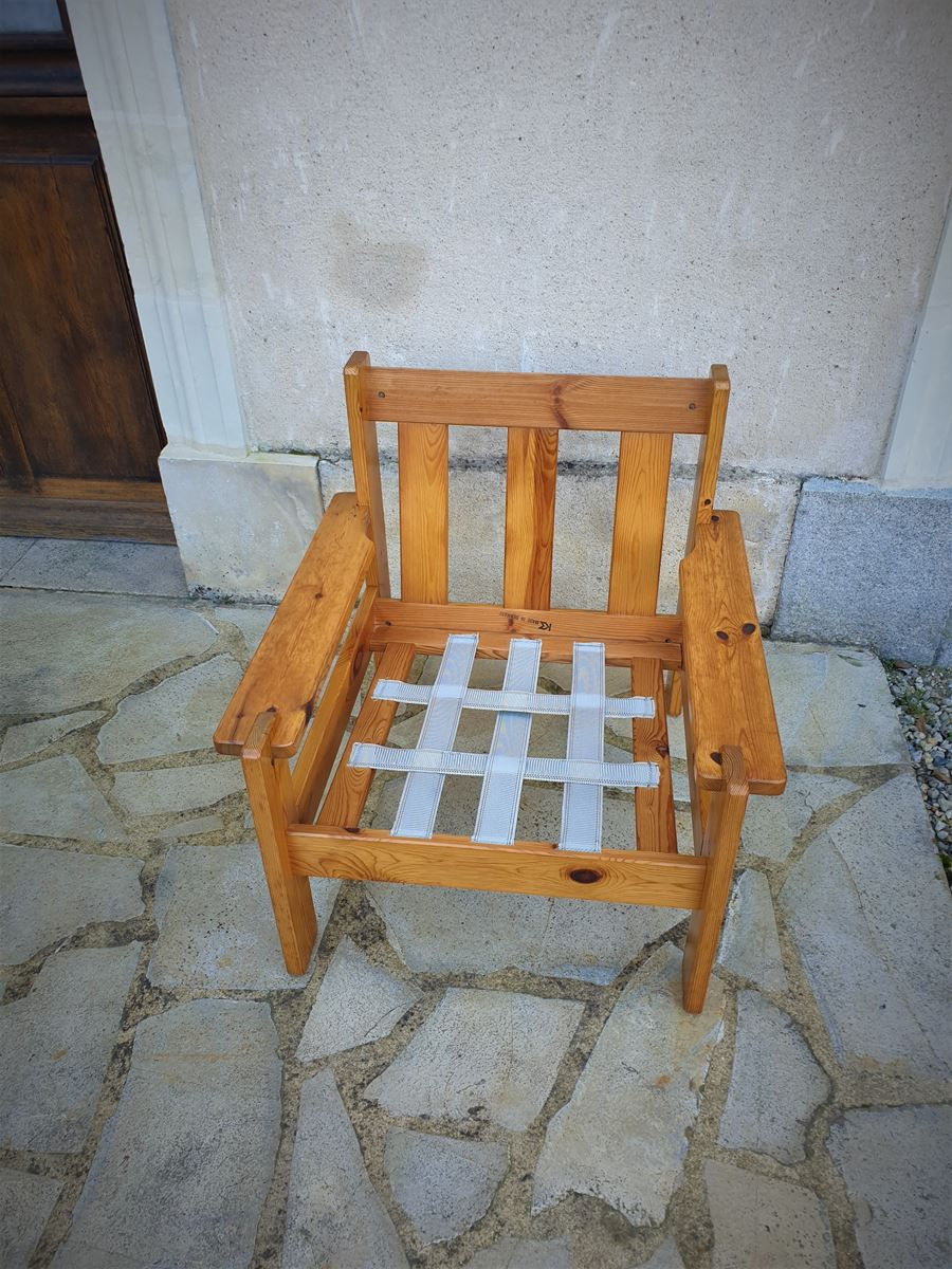 Miniature : Fauteuil scandinave brutaliste années 70
