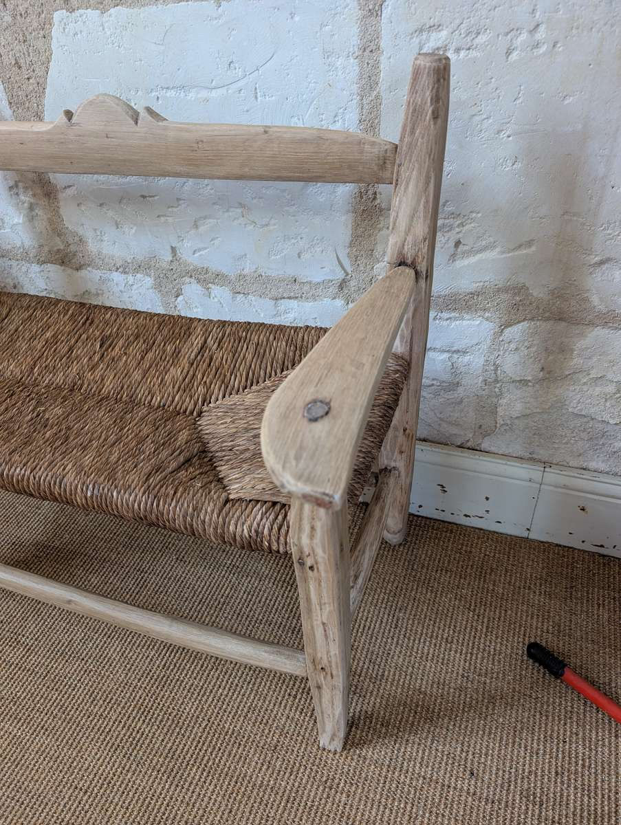 Miniature : Petit banc en chêne Brutaliste années 50