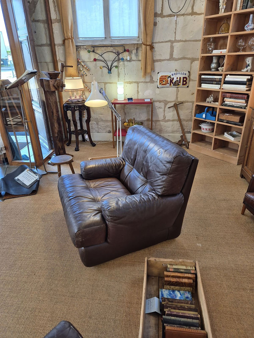 Miniature : Paire de fauteuils cuir Gérard Guermonprez années 70