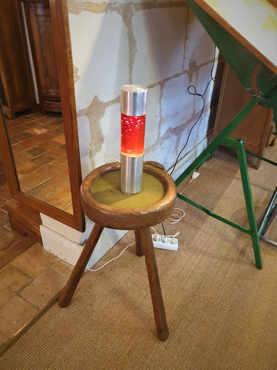 Miniature : Sellette tripode brutaliste en chêne années 50