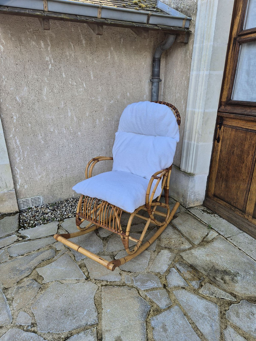 Miniature : Rocking chair rotin vintage