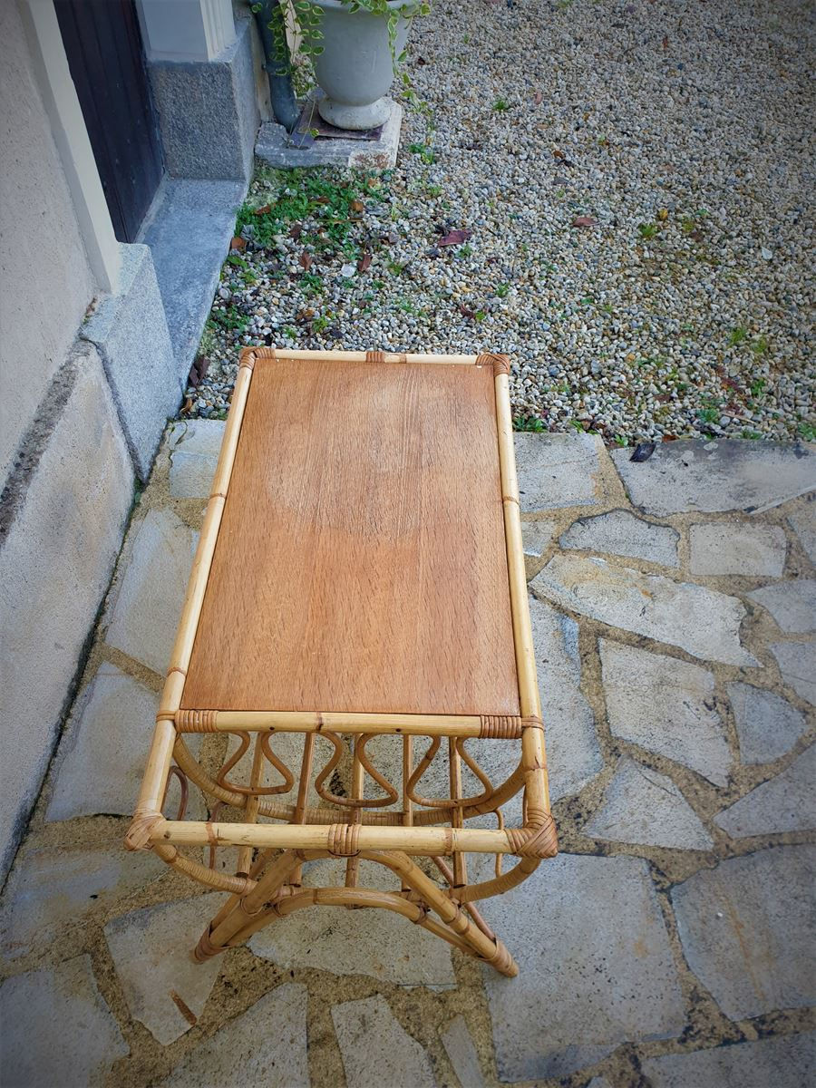 Miniature : Table basse en rotin années 60