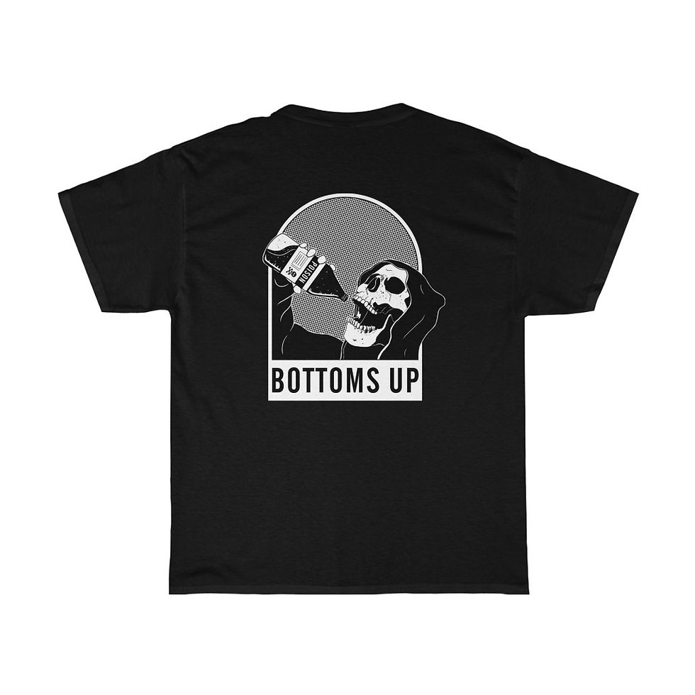 Thumbnail: Bottoms Up T-Shirt – Grim Reaper Design