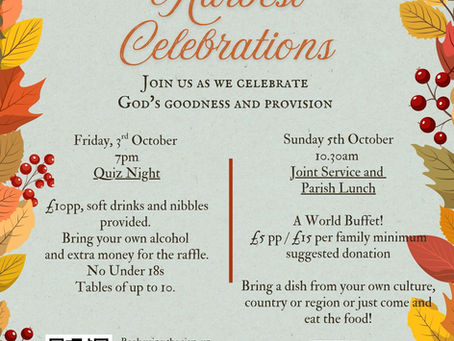 Harvest Quiz & Harvest Parish Lunch - Book now!