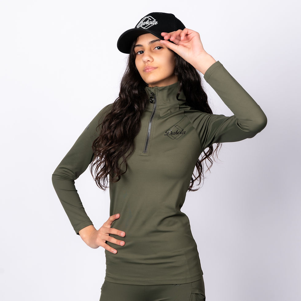 Thumbnail: Dakota Children's Long Sleeve Base Layer (Khaki & Black)