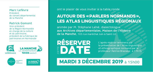 Mardi 3 décembre 2019 : Table ronde "Atlas linguistiques" aux Archives départementales de 