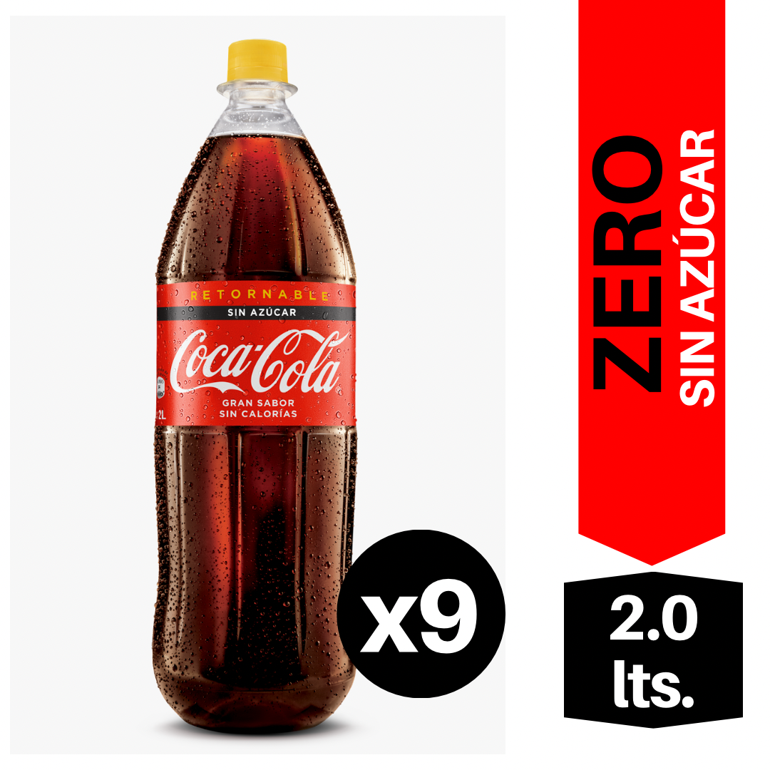 REFRESCO COCA COLA ZERO 2 Lt.  RETORNABLE CAJON x9 UNID.