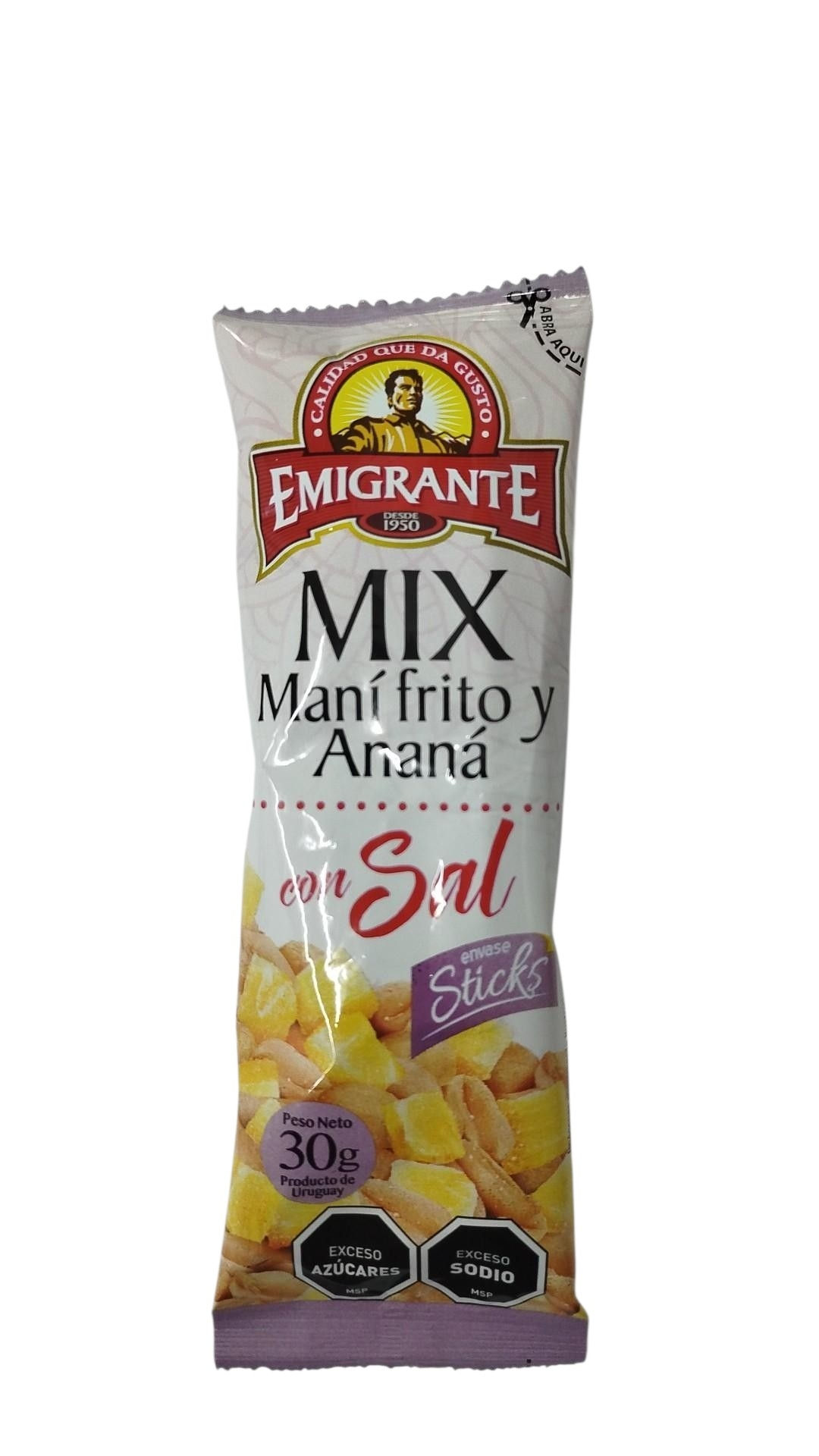 SNACKS MANI C/ ANANÁ EMIGRANTE C/SAL 30GR