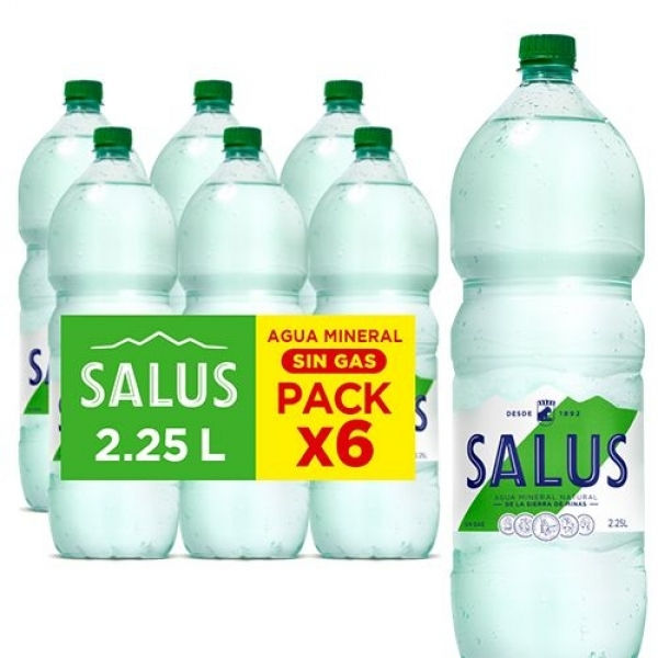 AGUA SALUS SIN GAS 2.25 Lt. FUNDA x6 UNID.